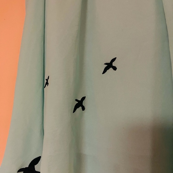 Luca Couture Skirt Mint Green Flowing Birds size Med - Picture 2 of 6